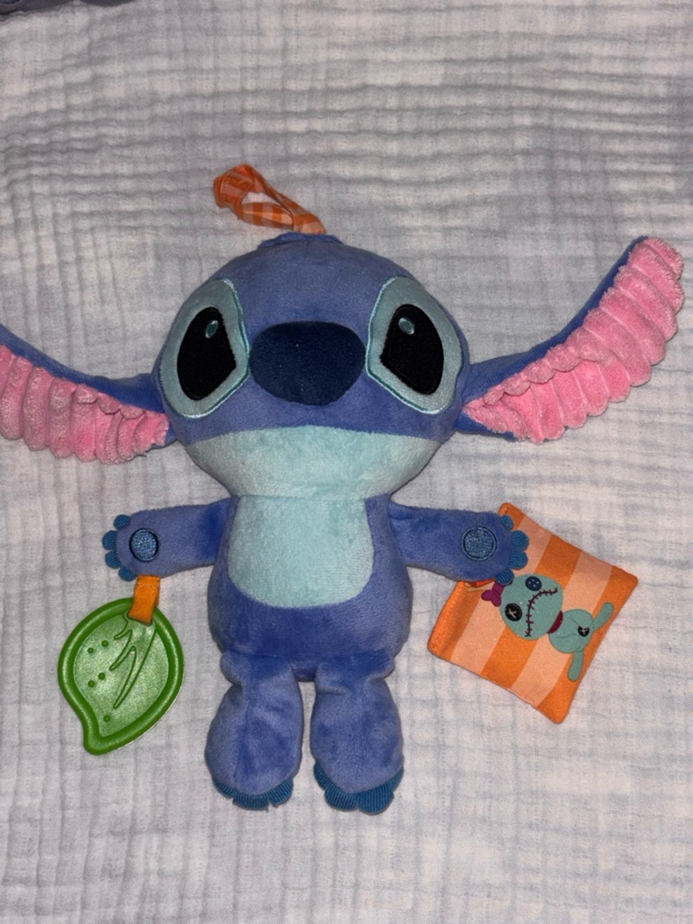 Disney Blue & Pink Stitch Plush with Teether & Crinkle Toy , Set of 3